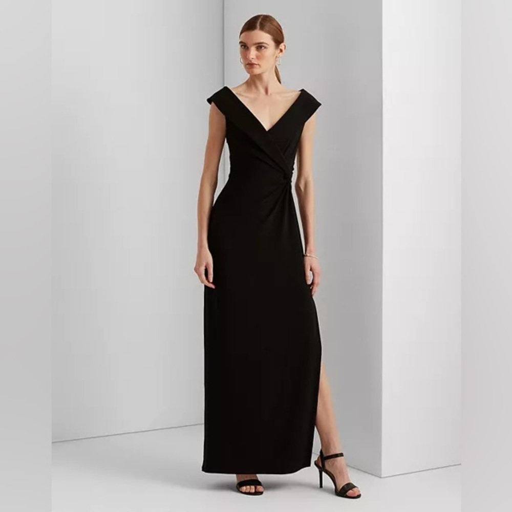 Ralph Lauren Elegant Black V-Neck Maxi Dress